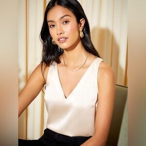 White House Black Market light pink V-Neck Tank Top